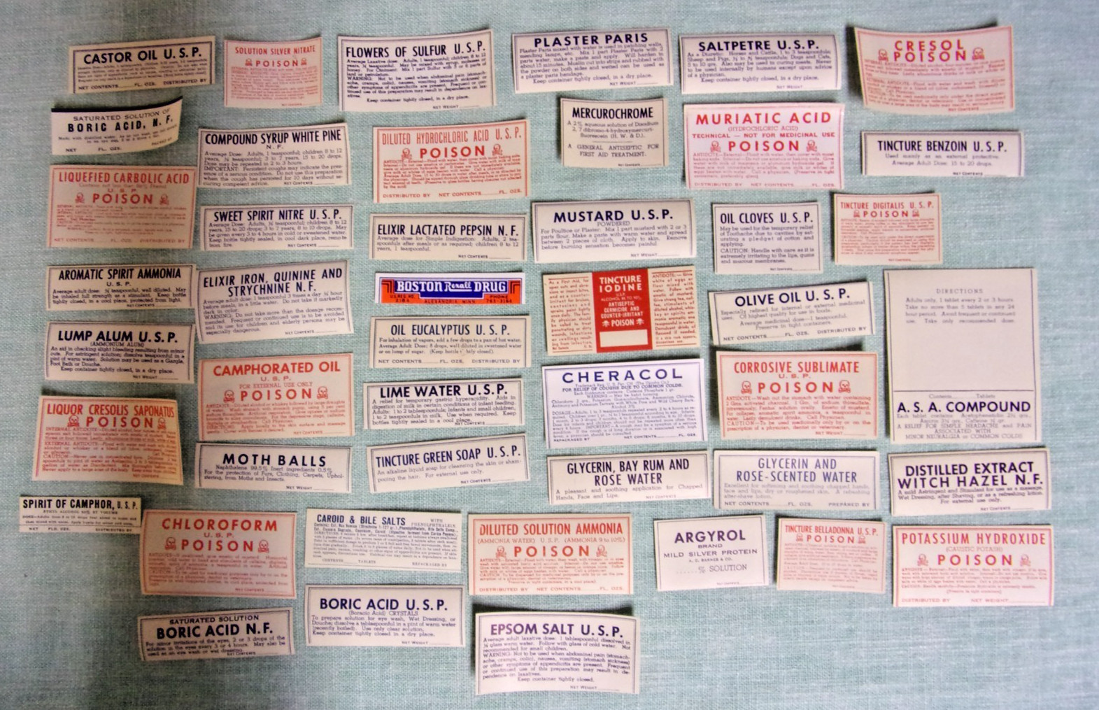 46 DIFFERENT VINTAGE PHARMACY MEDICINE APOTHECARY BOTTLE LABELS POISONS ETC. 46 DIFFERENT VINTAGE PHARMACY MEDICINE APOTHECARY BOTTLE LABELS POISONS ETC.