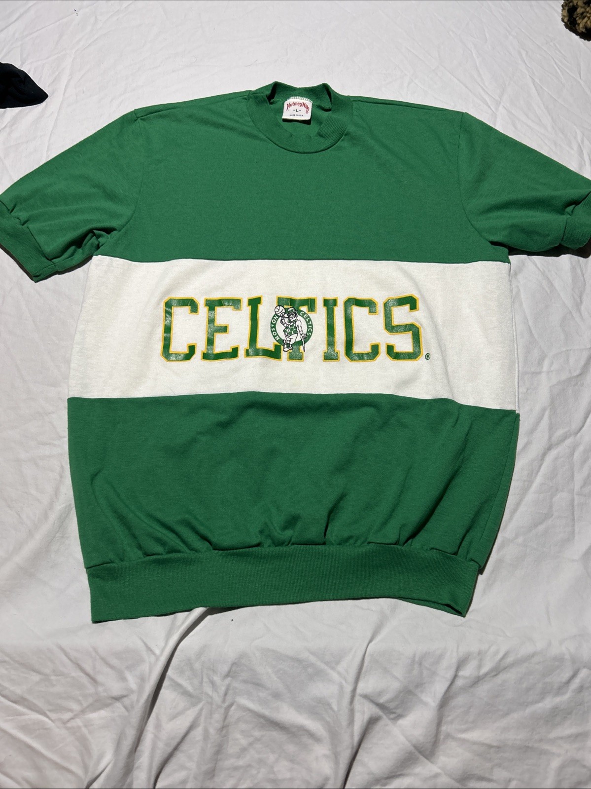 Boston Celtics Vintage T-Shirt Nutmeg Mills Large Men\'s Basketball Tee 90s