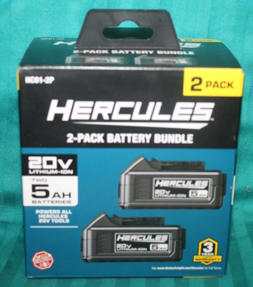 HERCULES 20V 5AH Lithium-Ion Battery 2 Pack 71271 HC01-2P Combo Pack NEW