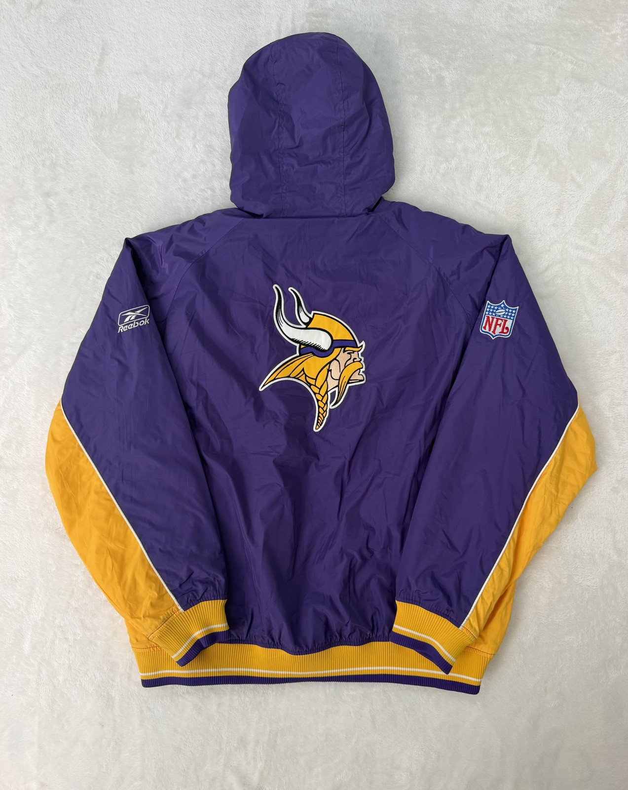 Reebok Minnesota Vikings Jacket Mens Large Purple NFL Football Hooded Full Zip Reebok Minnesota Vikings Jacket Mens Large Purple NFL Football Hooded Full Zip