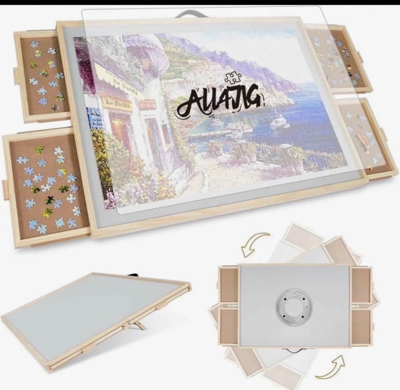 ALL4JIG 1500 Piece Rotating Puzzle Medium-1500pcs, Natural Wood-4 Drawers ALL4JIG 1500 Piece Rotating Puzzle Medium-1500pcs, Natural Wood-4 Drawers