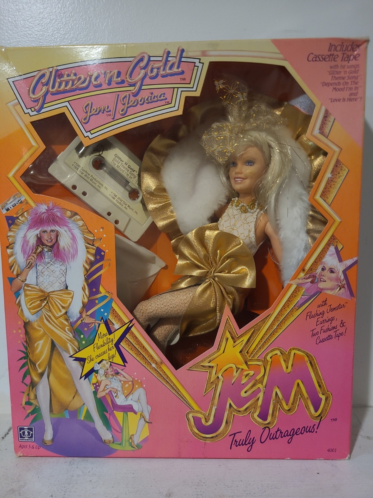 Vintage 1986 Hasbro Glitter And Gold Jem Jerrica & The Holograms, 4001 Open Box Vintage 1986 Hasbro Glitter And Gold Jem Jerrica & The Holograms, 4001 Open Box