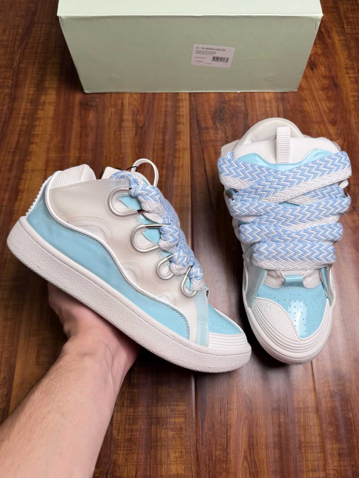Lanvin Curb Chunky Light Baby Blue White Mens Leather Sneakers - Size 43L 10US Lanvin Curb Chunky Light Baby Blue White Mens Leather Sneakers - Size 43L 10US