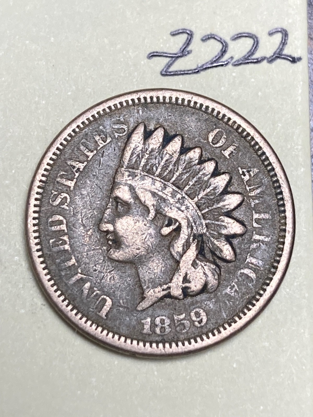 1859 Indian cent, coin #Z222 1859 Indian cent, coin #Z222