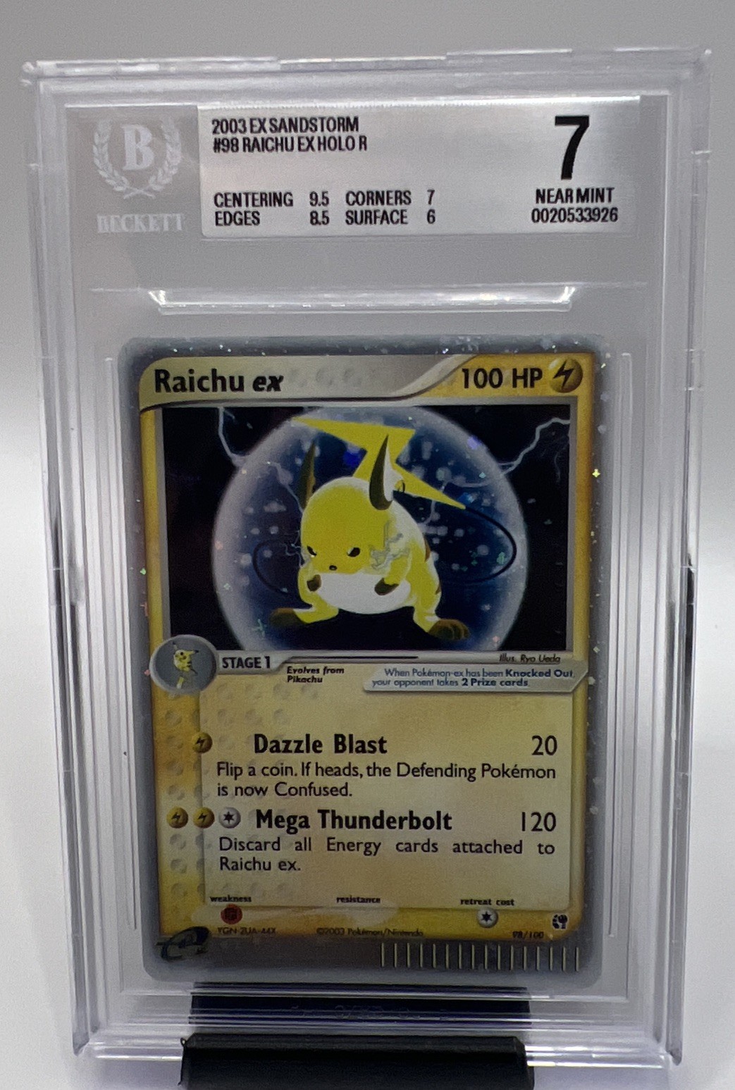 2003 POKEMON EX SANDSTORM 98 RAICHU EX-HOLO BGS 7 NM 2003 POKEMON EX SANDSTORM 98 RAICHU EX-HOLO BGS 7 NM