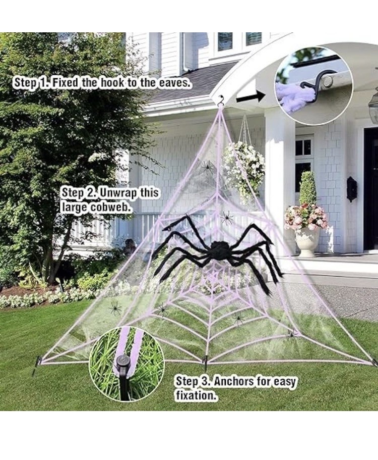 Halloween Spider Web With Giant Spider Outdoor Patio Party Garden Decoration Halloween Spider Web With Giant Spider Outdoor Patio Party Garden Decoration