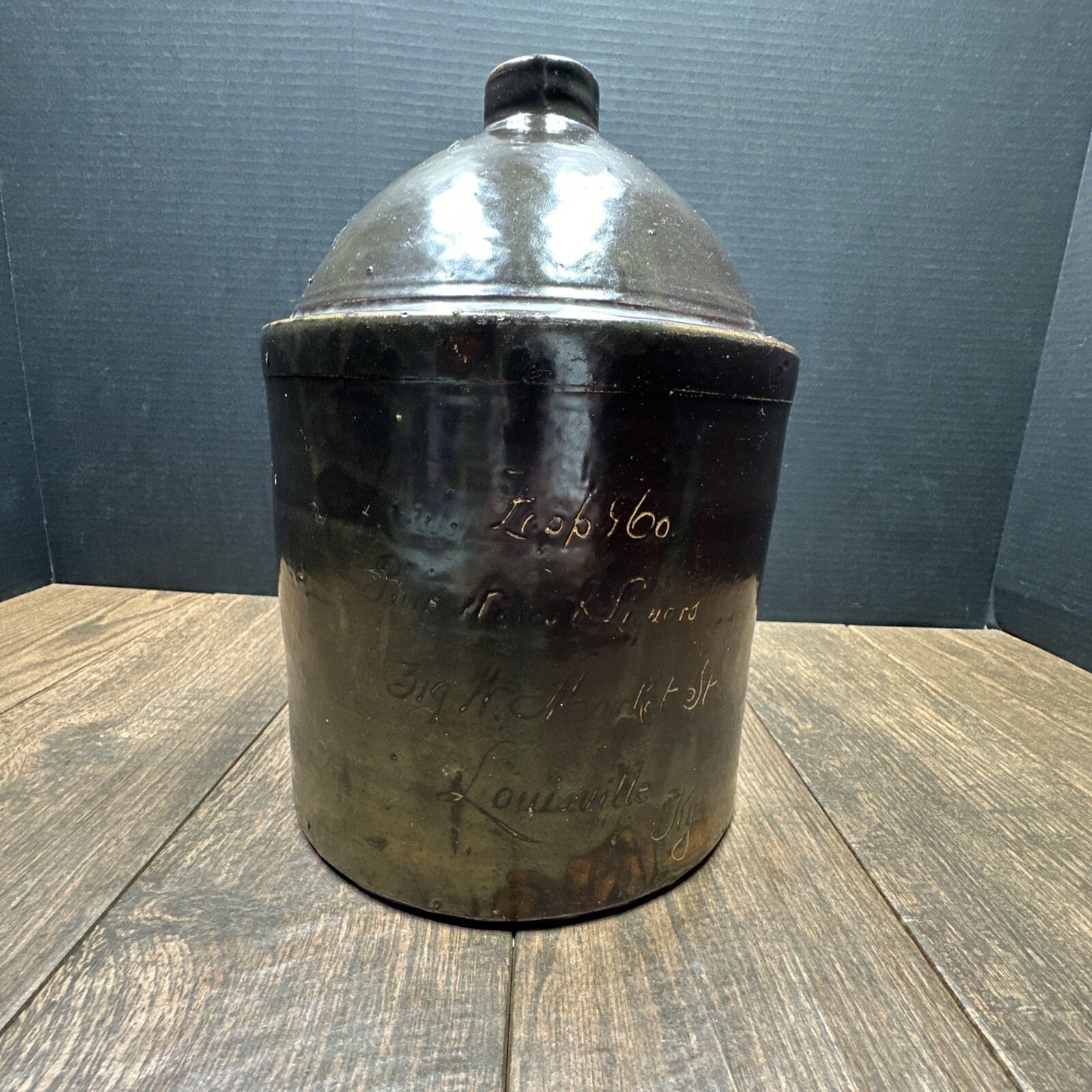 Vintage LOUIS ZAPP & Co Crock Bottle Jug 319 West Market St Louisville Kentucky