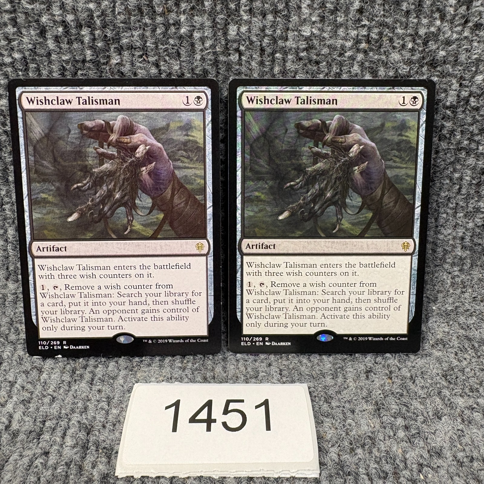 2 x Wishclaw Talisman #110 Magic Throne of Eldraine  Magic Lot LP