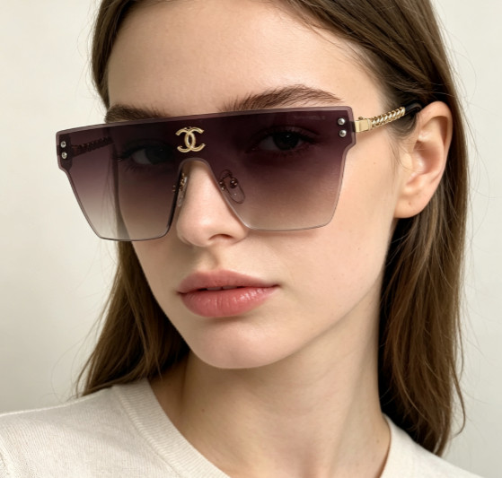 Chanel Women\'s One-Piece Shield Rimless Chain Sunglasses A71787 (Size 62□130) Chanel Women\'s One-Piece Shield Rimless Chain Sunglasses A71787 (Size 62□130)