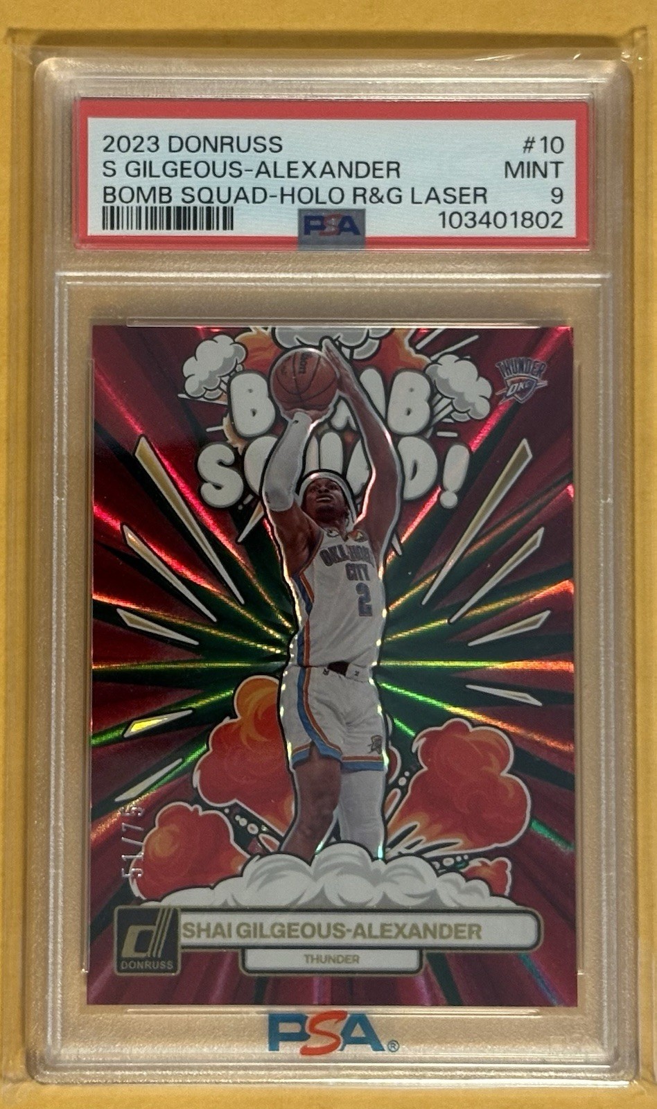 2023/24 Donruss Bomb Squad Shai Gilgeous-Alexander #10 ( PSA 9 ) Holo Laser /75