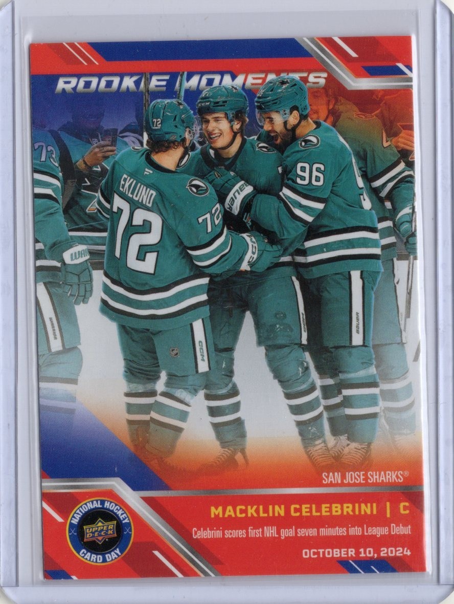 2025 UD NHCD Macklin Celebrini Rookie Moments Fire Sale 2025 UD NHCD Macklin Celebrini Rookie Moments Fire Sale