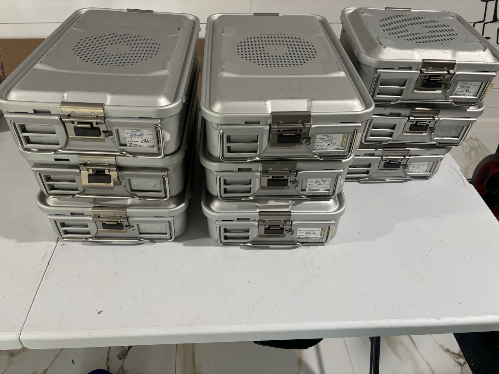 6 - Aesculap JK740 Sterilization Container + 3 - JK340 + JK389 + Trays 