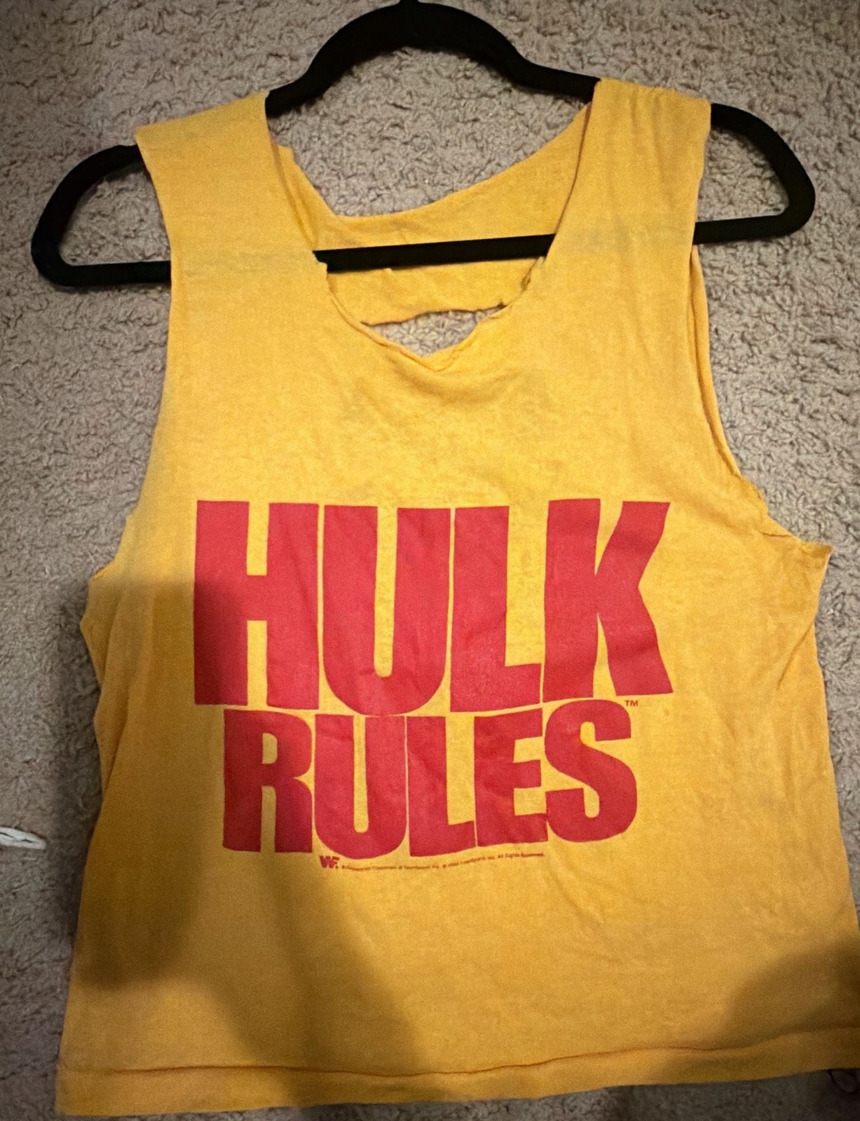 WWF Hulk Hogan Hulk Rules Vintage 1988 Tank Top Yellow