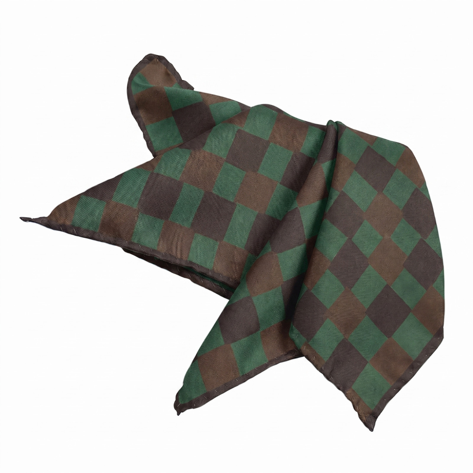 NWOT Green Black Red Check Silk Pocket Square Italy 13\ NWOT Green Black Red Check Silk Pocket Square Italy 13\