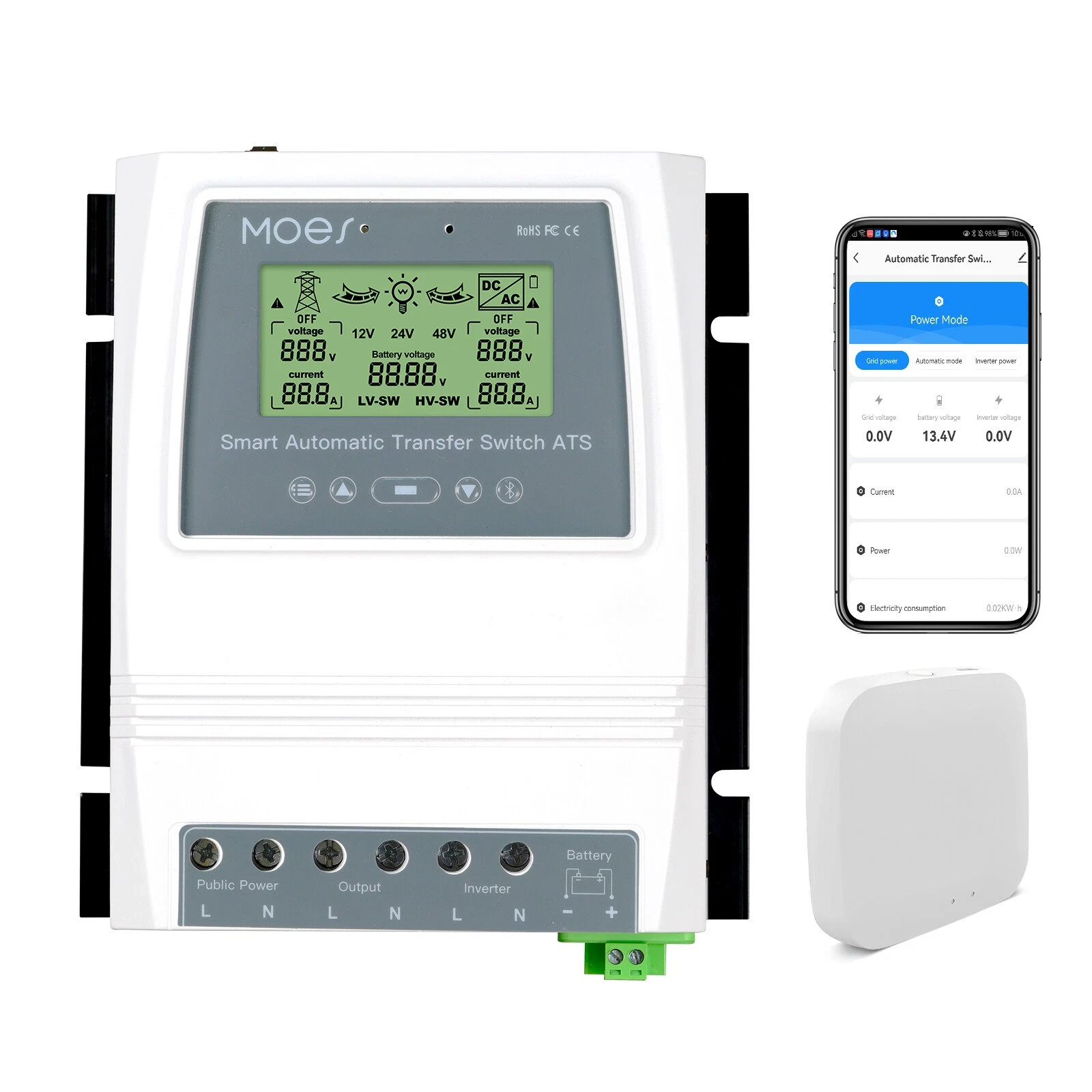MOES 80A Smart Solar Wind Charge Controller Dual Power Automatic Transfer Switch