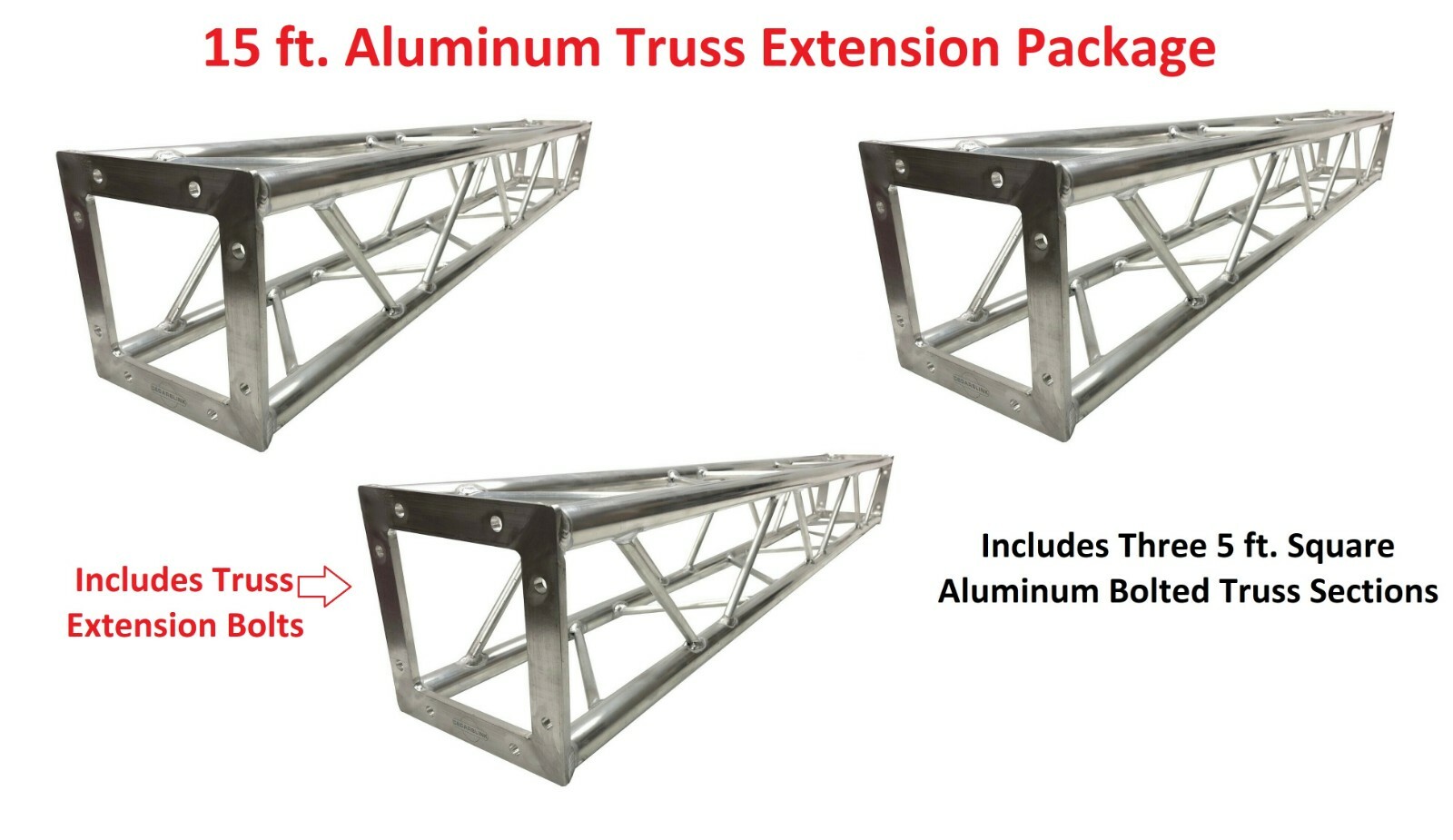 3x 5ft Lighting Square Aluminum Bolted Truss 15' span Stand Universal DJ 5' NEW 