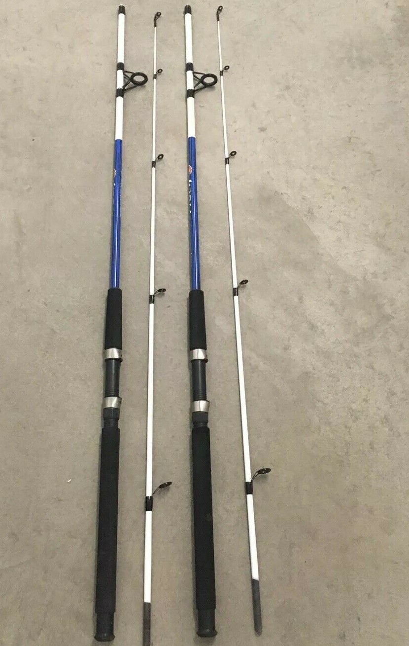 2 Shakespeare Tiger Spinning Rods 7’ Fresh/Saltwater Catfish/Trolling Med BLUE U 2 Shakespeare Tiger Spinning Rods 7’ Fresh/Saltwater Catfish/Trolling Med BLUE U