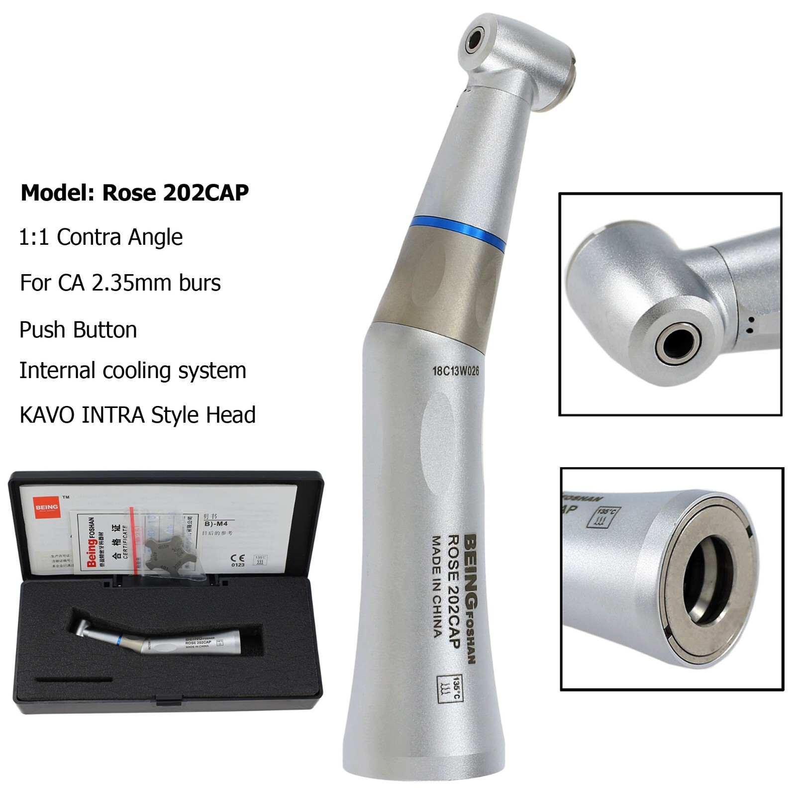 BEING Dental Slow Speed Contra Angle Air Motor Straight Handpiece 4 Hole KAVO BEING Dental Slow Speed Contra Angle Air Motor Straight Handpiece 4 Hole KAVO