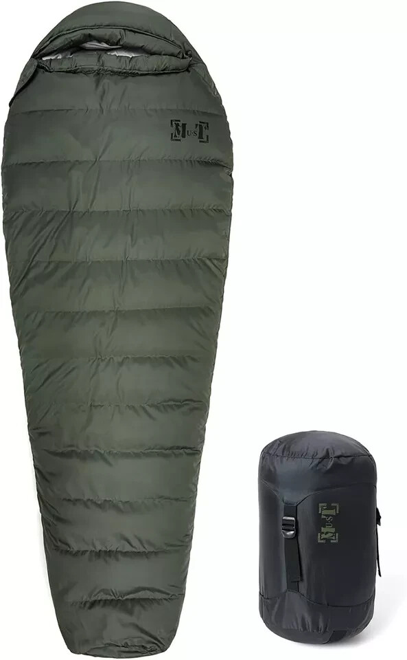 Goose Down Sleeping Bag OD  Mummy Style -13°F Tactical Ultralight Winter Sack