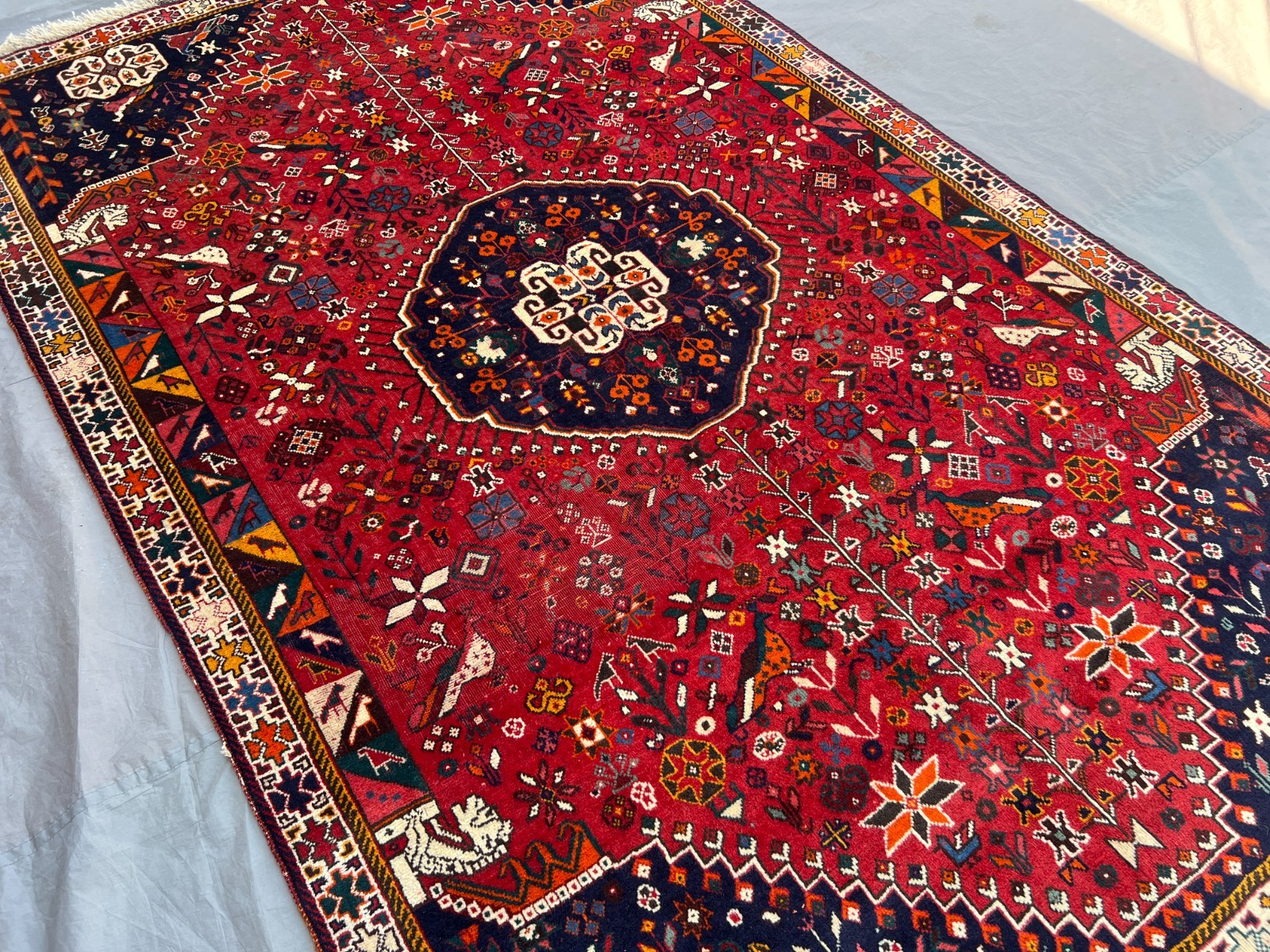RED BLUE VINTAGE RUG 4x7 ANTIQUE HAND-KNOTTED traditional handmade oriental 5x7 RED BLUE VINTAGE RUG 4x7 ANTIQUE HAND-KNOTTED traditional handmade oriental 5x7