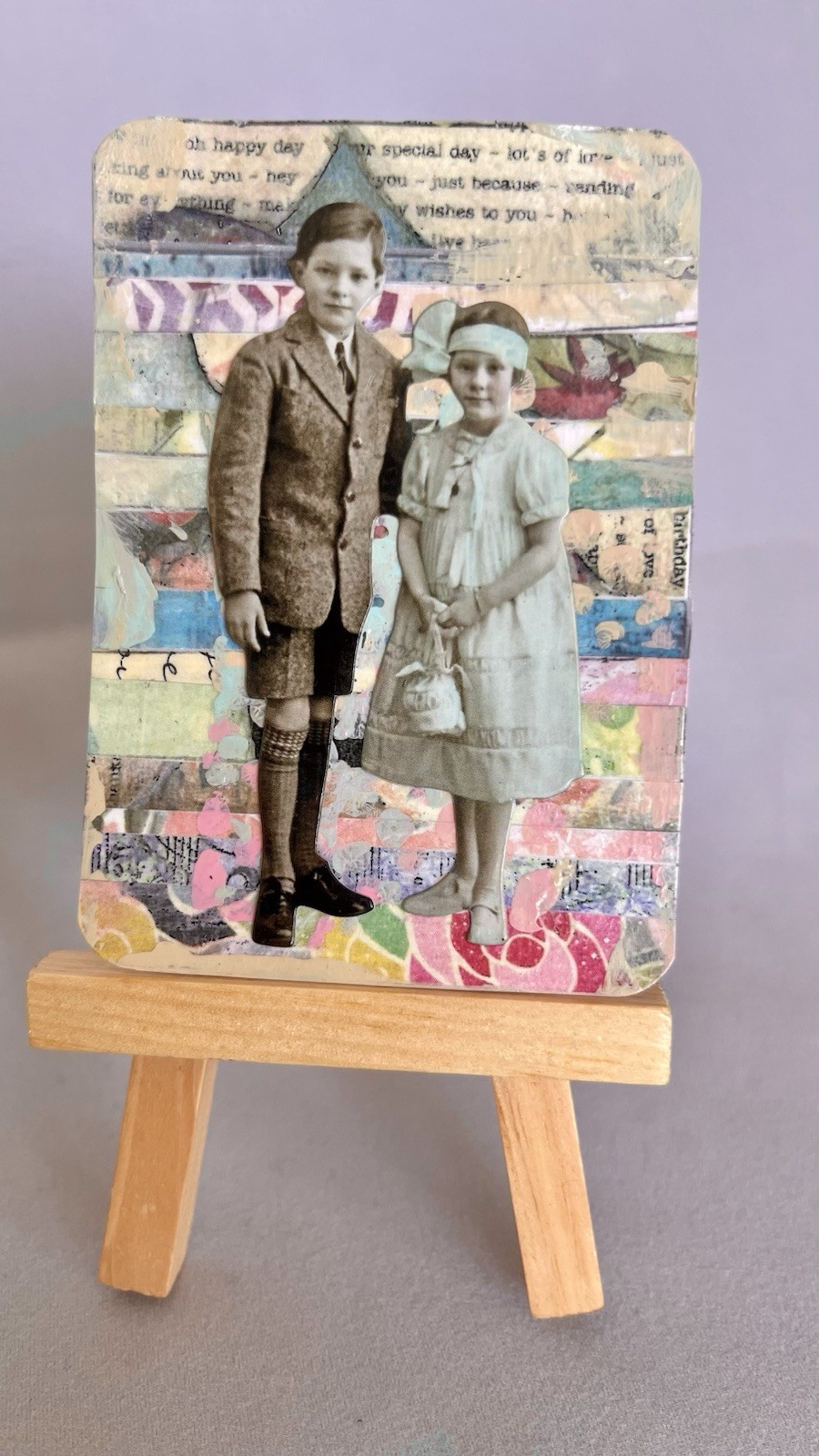 ACEO Original Art - Vintage Siblings Collage ACEO Original Art - Vintage Siblings Collage