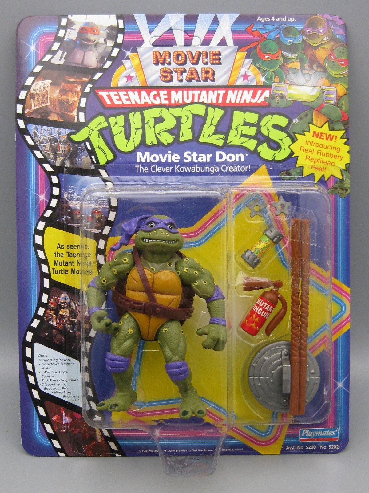1991 TMNT Movie Star Don Unpunched TEENAGE MUTANT NINJA TURTLE NICE