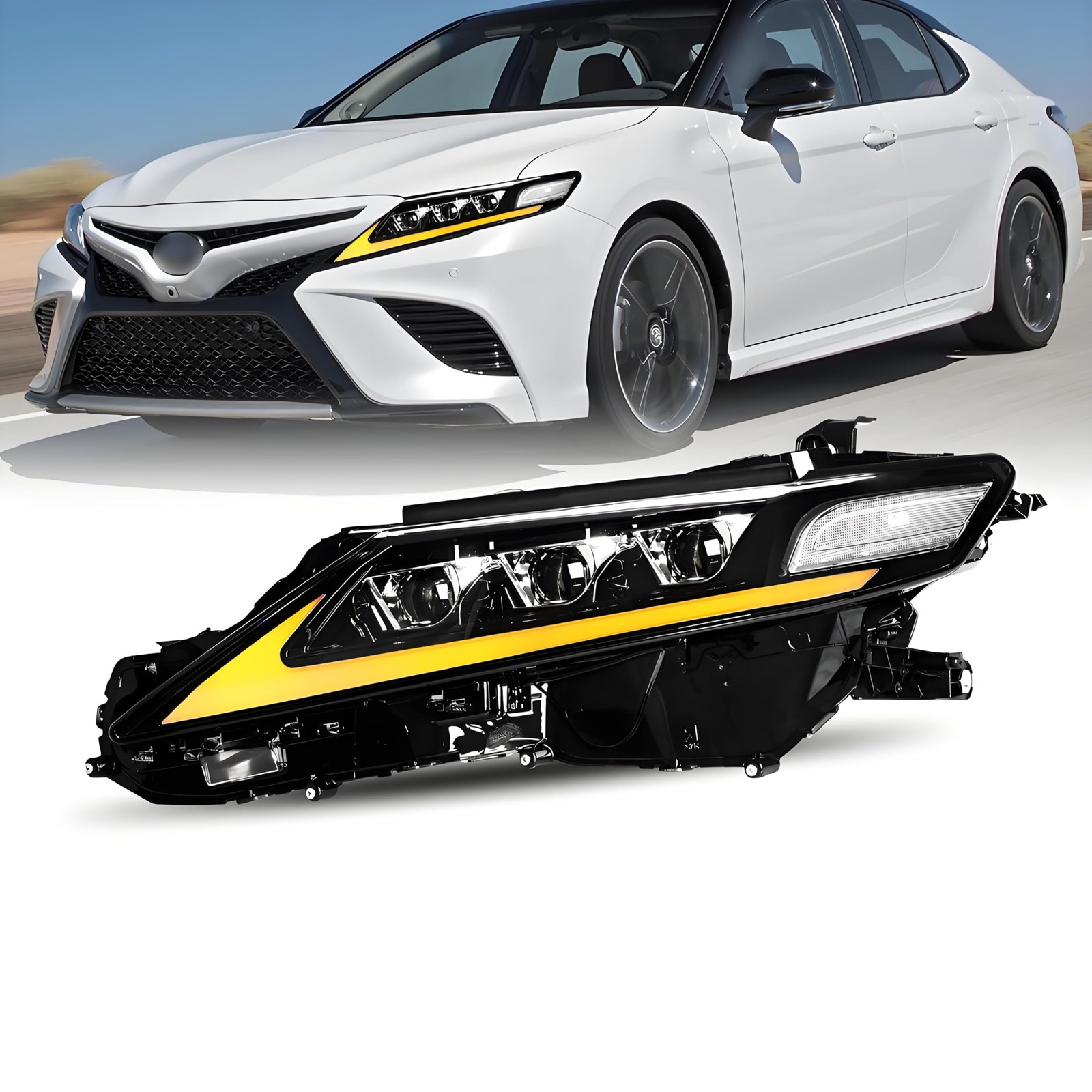 Headlights Fit for 2018-2024 Toyota Camry-Full, LED, Driver