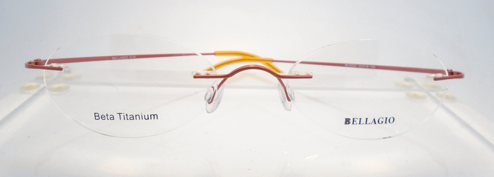 Bellagio BT 2002 C10 50-19 Orange Rimless Eyeglass Frames Glasses Eyewear Bellagio BT 2002 C10 50-19 Orange Rimless Eyeglass Frames Glasses Eyewear