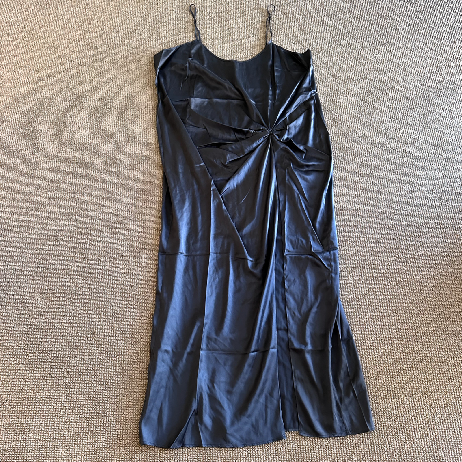 Skims Gunmetal Silk Sleep Slip Dress with High Slit, Size 3X New With Tags Skims Gunmetal Silk Sleep Slip Dress with High Slit, Size 3X New With Tags