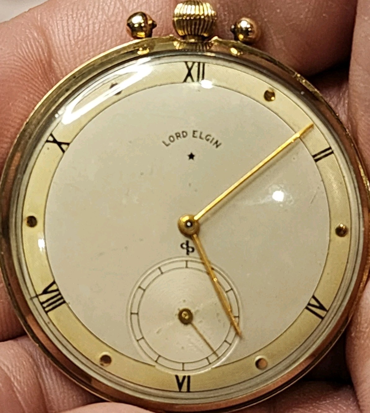 1946 Lord Elgin 14K Gold Filled Pocket Watch 21 Jewels 10s Grade 543  Adj. 5 Pos