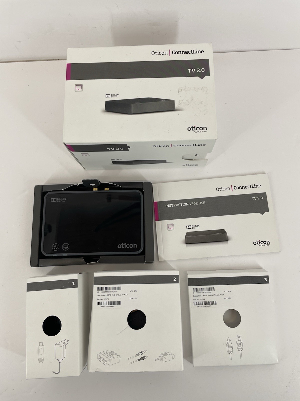 Oticon TVA2 TV Adapter 2.0 with All Original Accessories Oticon TVA2 TV Adapter 2.0 with All Original Accessories