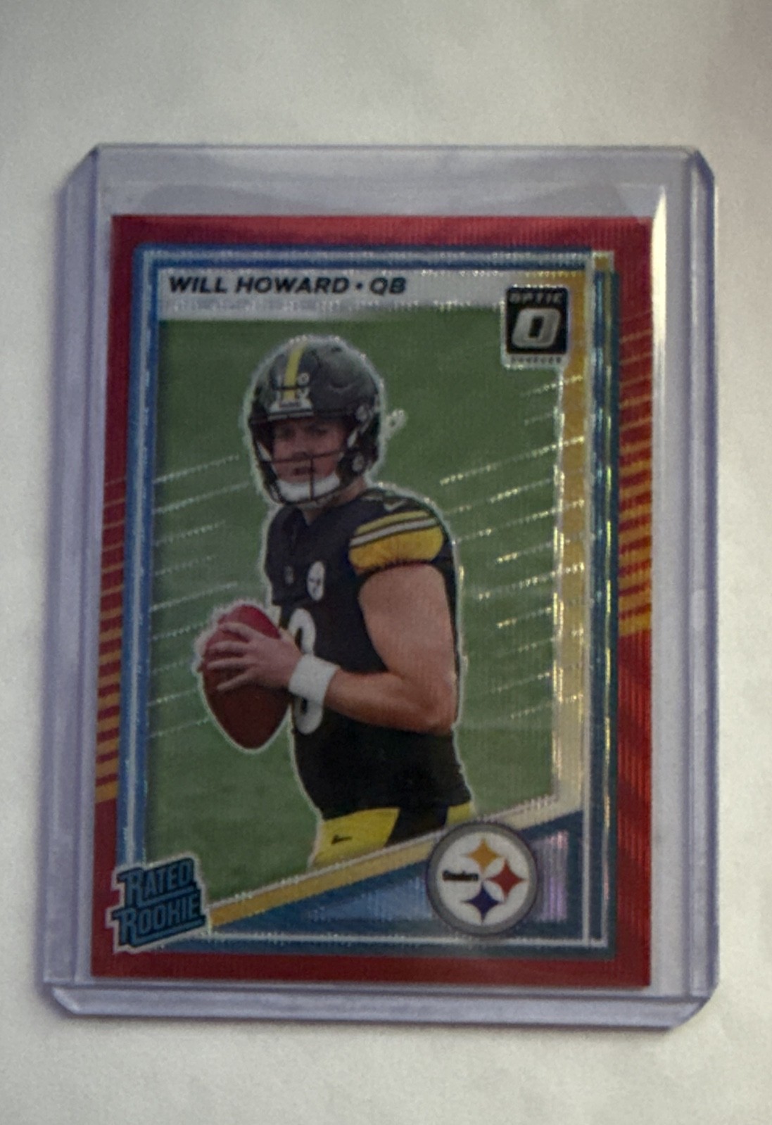 2025 Panini Rated Rookie Will Howard #309 Optic Preview Red Wave Prizm (RC)