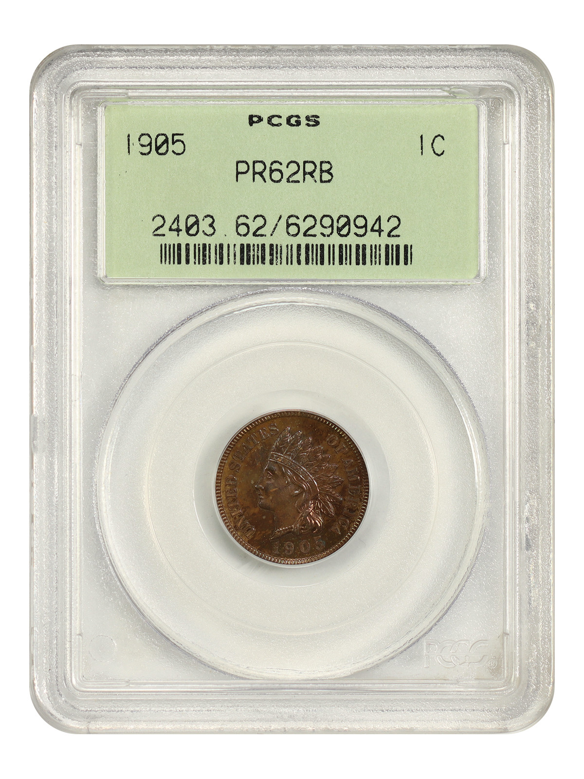 1905 1C PCGS PR62RB (OGH) - Indian Cent - Popular Proof Indian 1905 1C PCGS PR62RB (OGH) - Indian Cent - Popular Proof Indian