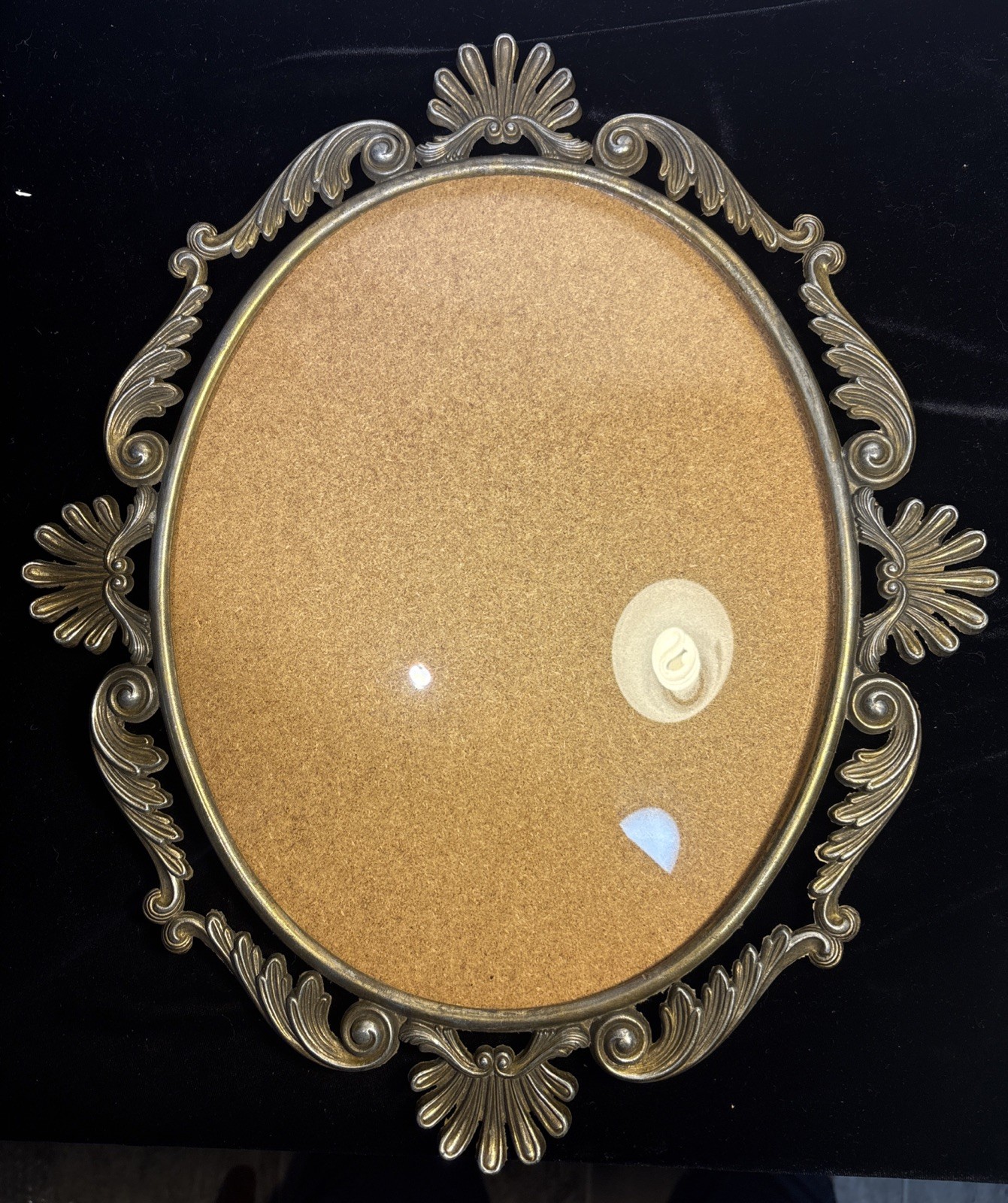Vintage Ornate Frame 15” By 13” Convex Bubble Glass Hollywood Regency Baroque