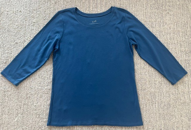 J.Jill Women\'s Blue Pima Cotton Ballet 3/4 Sleeve tee top Size M NEW