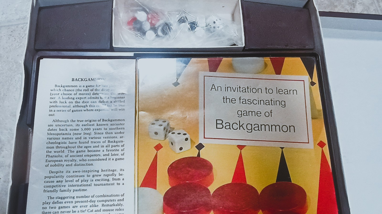 Vintage 1974 Milton Bradley Backgammon Tutor COMPLETE No 2407 Made in USA