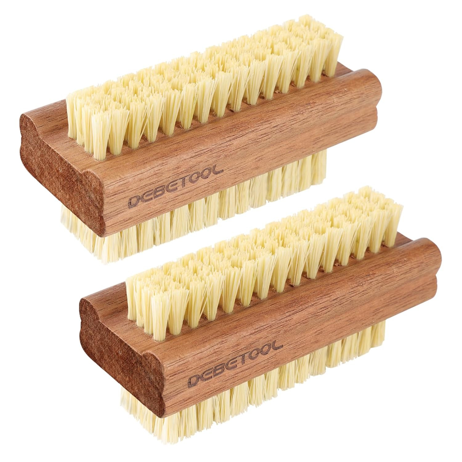 Acacia Wood Nail Brush, 2 Pack Wooden Nail Scrub Brush for Fingernail Cleaning,N