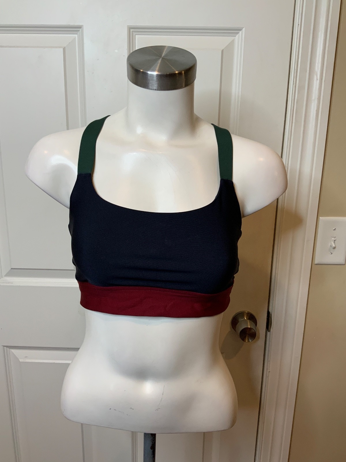 The Upside Navy Blue Criss-Cross Strap Colorblock Sports Bra, Size 8
