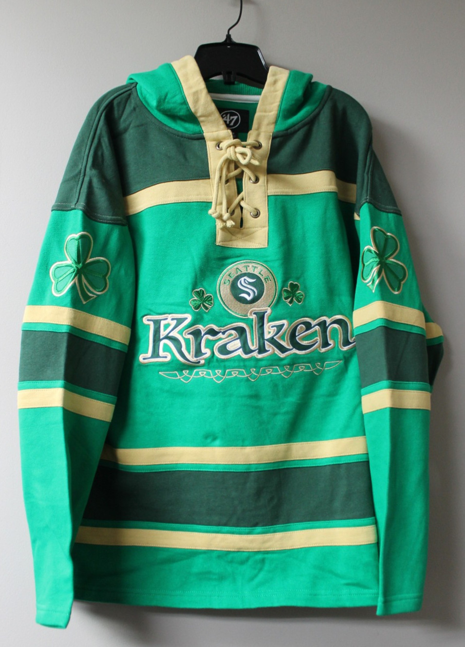 New NHL Seattle Kraken Lacer jersey Shamrock mid weight cotton hoodie men\'s XXL