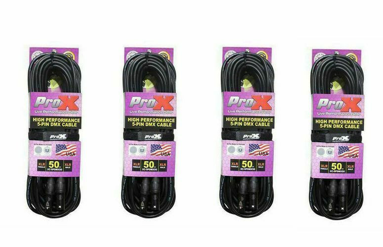 4 ProX 5 Pin  50 ft DJ Stage DMX Cables