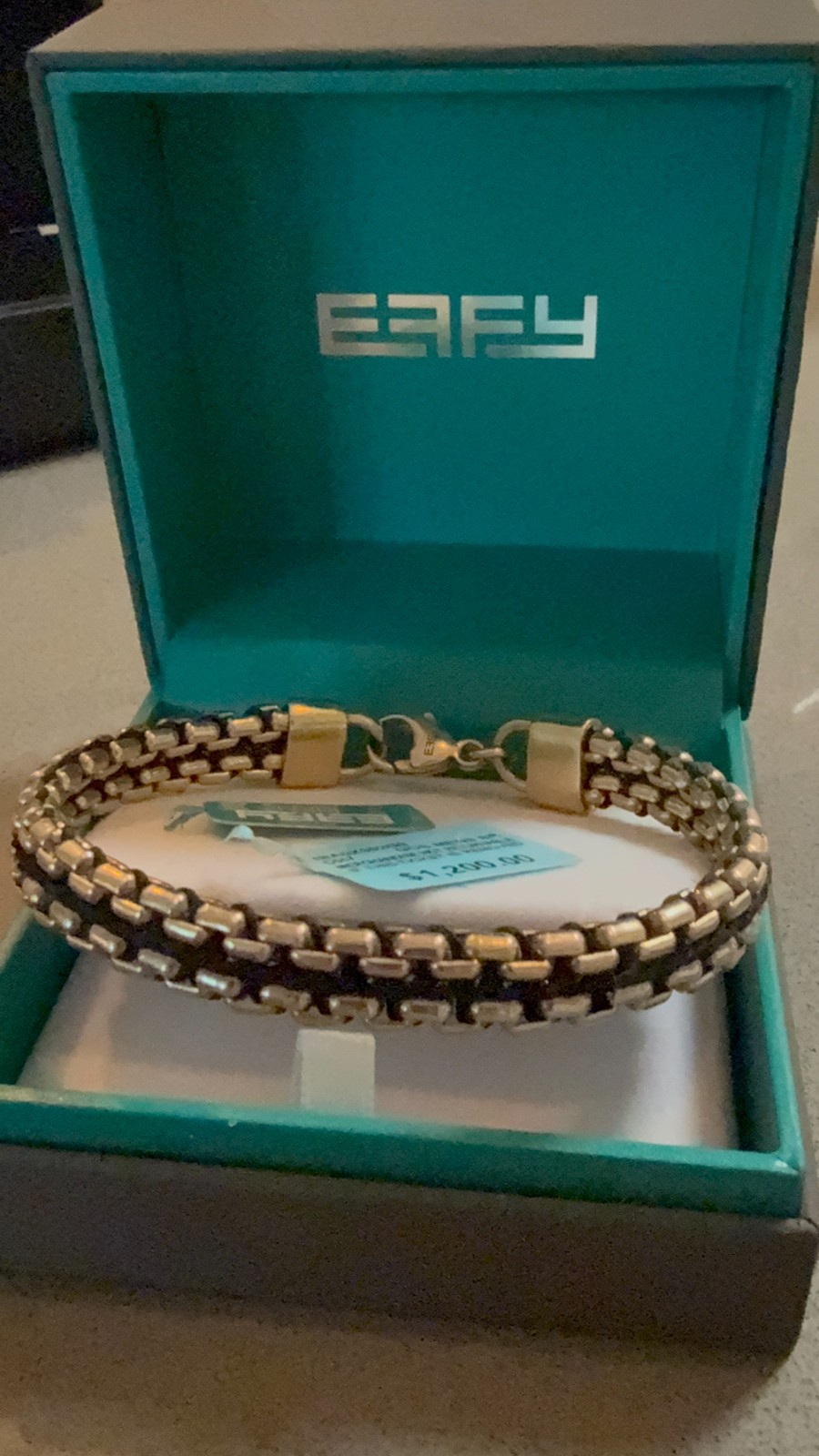 EFFY MEN Gold Over Silver Multi-Row Bracelet NWT Box $1200 Retail Tag