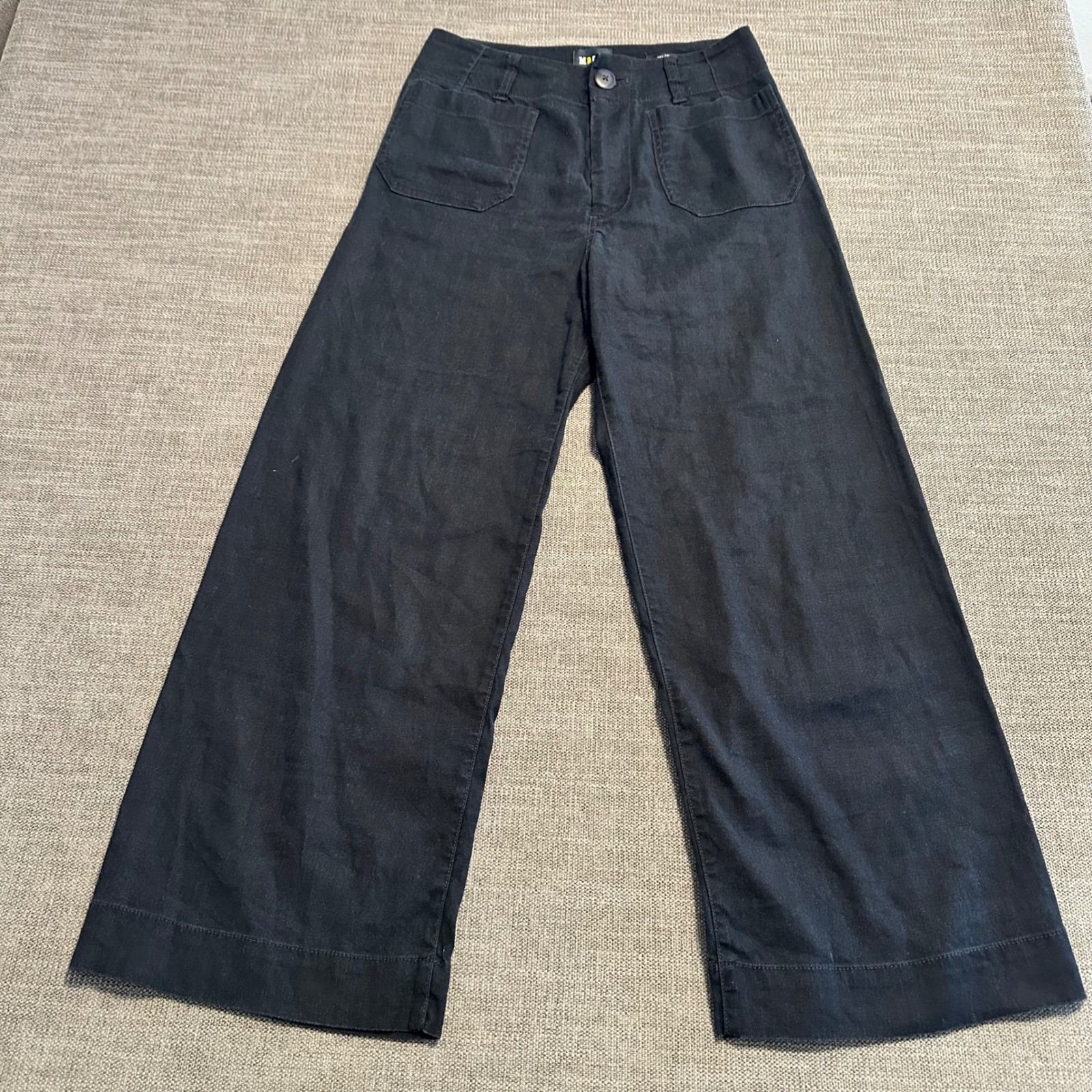 Maeve Anthropologie Colette Wide Leg Pants Womens 25 Black Cropped High Rise