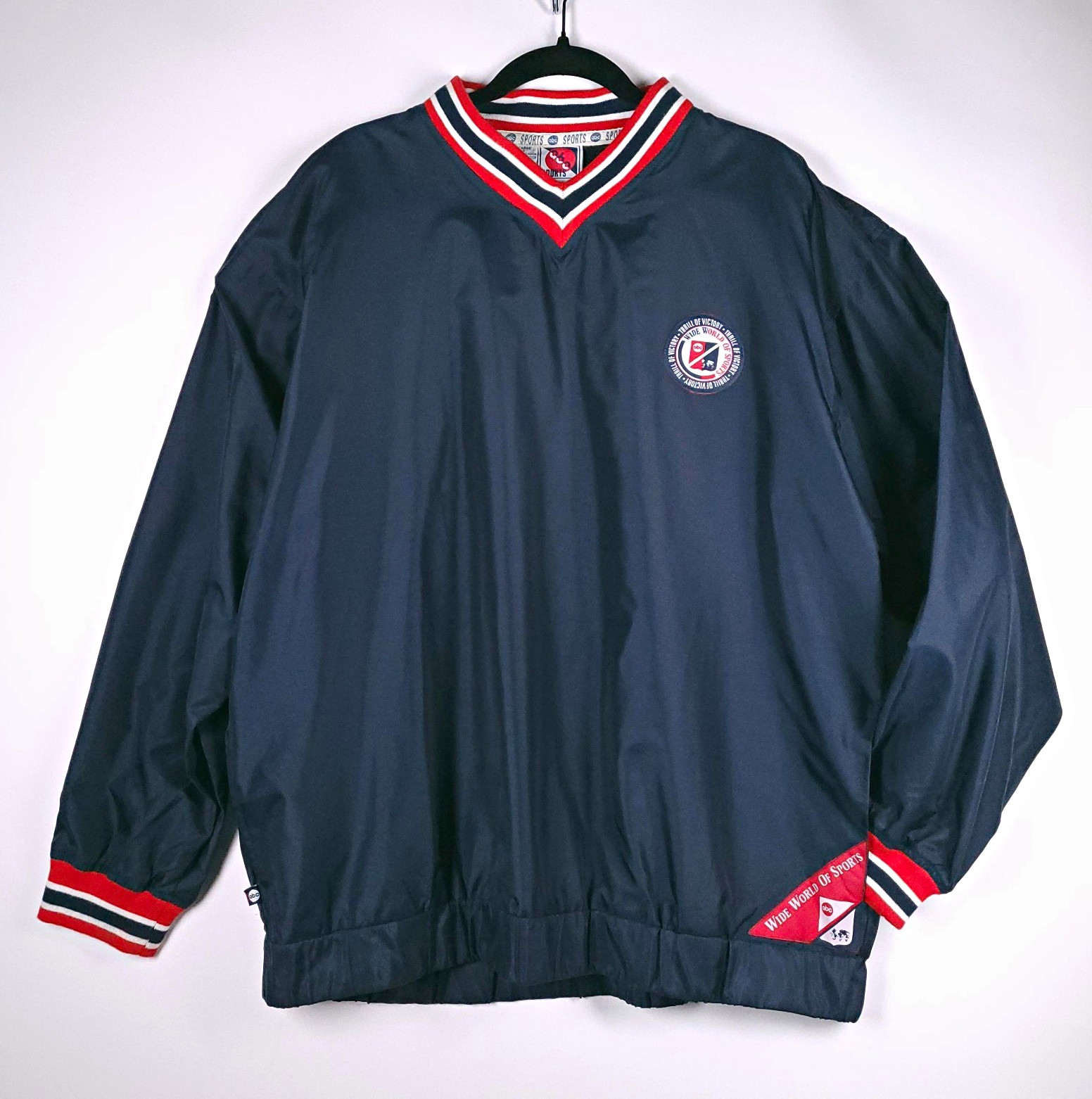VTG 90s ABC Sports Wide World of Sports V-Neck Pullover XL Navy GORPCORE 