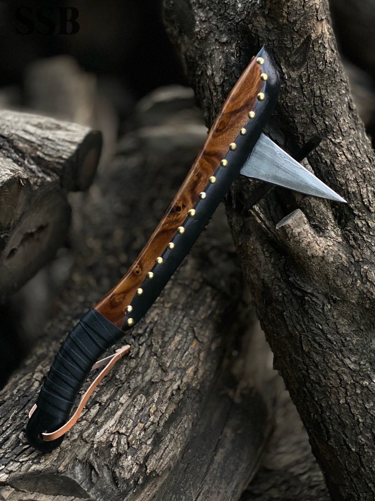 Custom Made SSB Handmade Gun Stock War Club Damascus Steel Sharp Blade