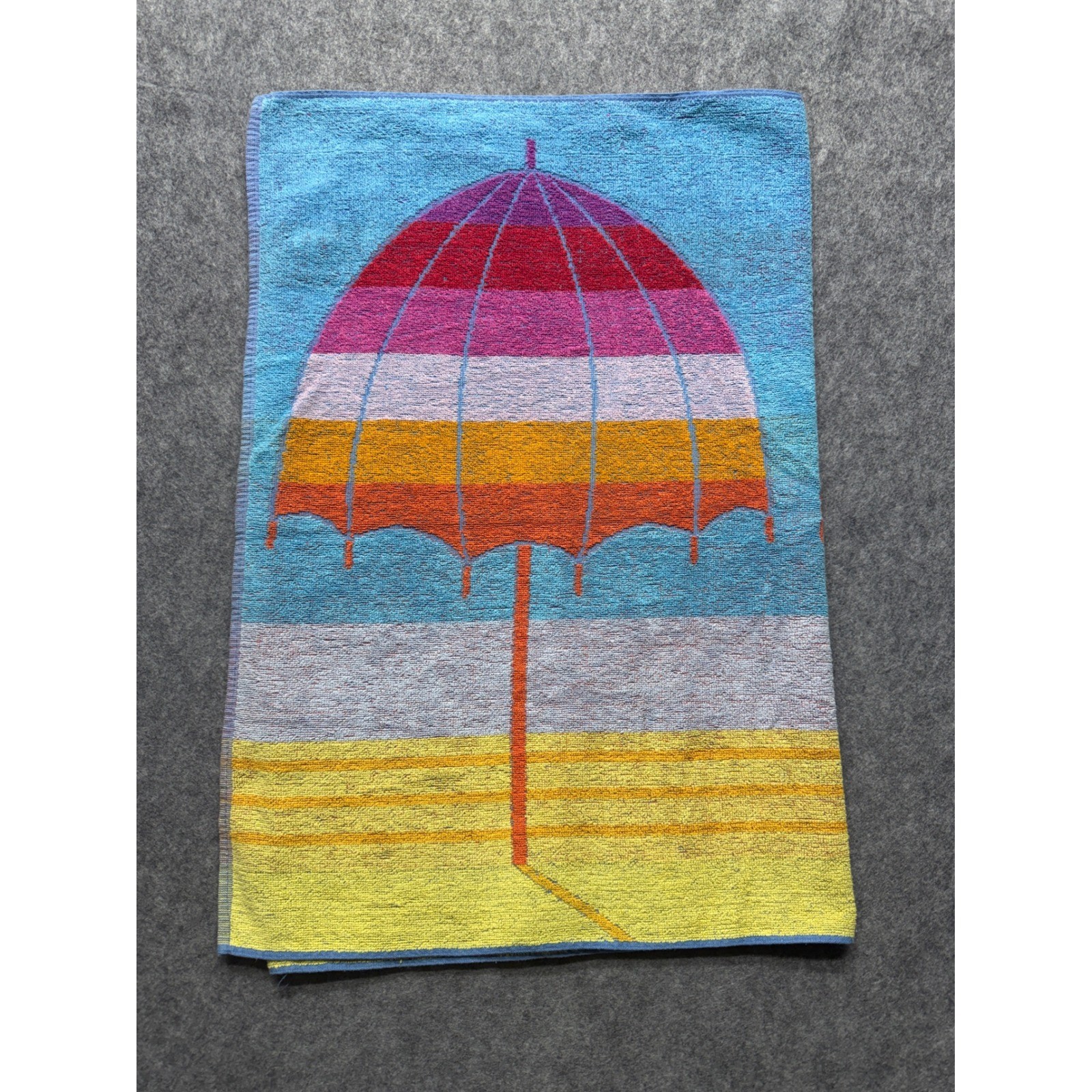 Vintage Saydah Company Cecil Beach Towel Yugoslavia Cotton Umbrella Retro 26x506 Vintage Saydah Company Cecil Beach Towel Yugoslavia Cotton Umbrella Retro 26x506