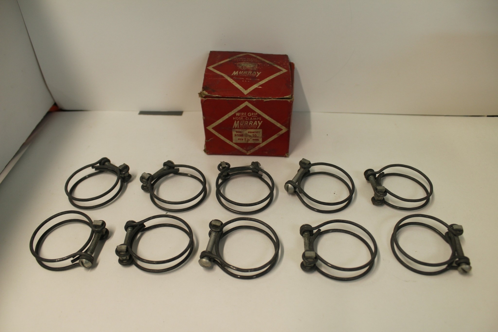 NOS OEM Murray Corporation Double Wire Hose Clamps 10 pieces Size # 158 (828) NOS OEM Murray Corporation Double Wire Hose Clamps 10 pieces Size # 158 (828)