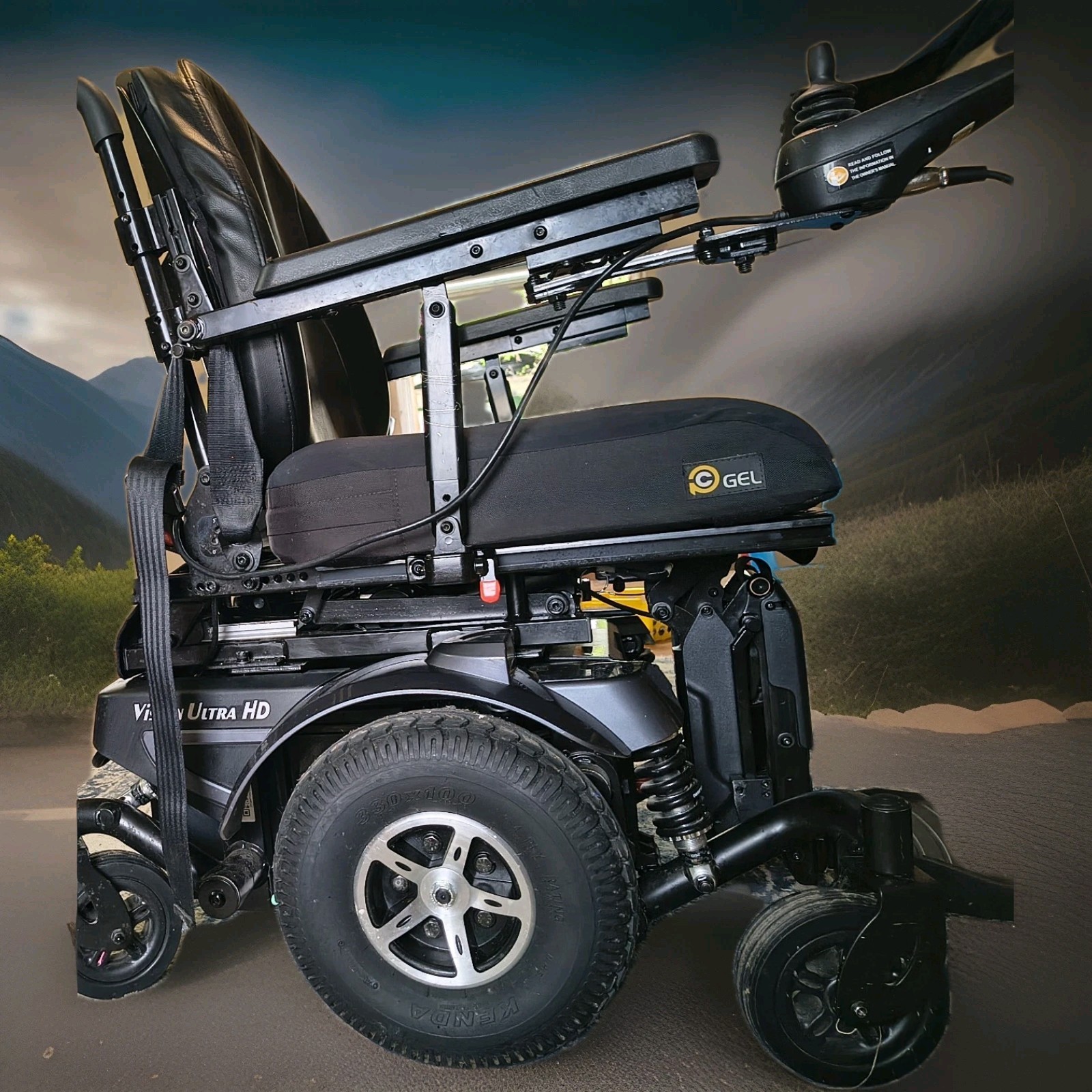 Merits Vision Ultra HD Power Wheelchair Joystick Flat Resistant Tires Black Merits Vision Ultra HD Power Wheelchair Joystick Flat Resistant Tires Black