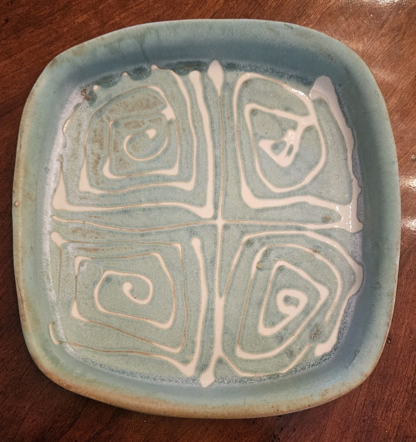Silvie Granatelli Turquoise Rectangular Incised Serving Tray MCM Design Lip Silvie Granatelli Turquoise Rectangular Incised Serving Tray MCM Design Lip