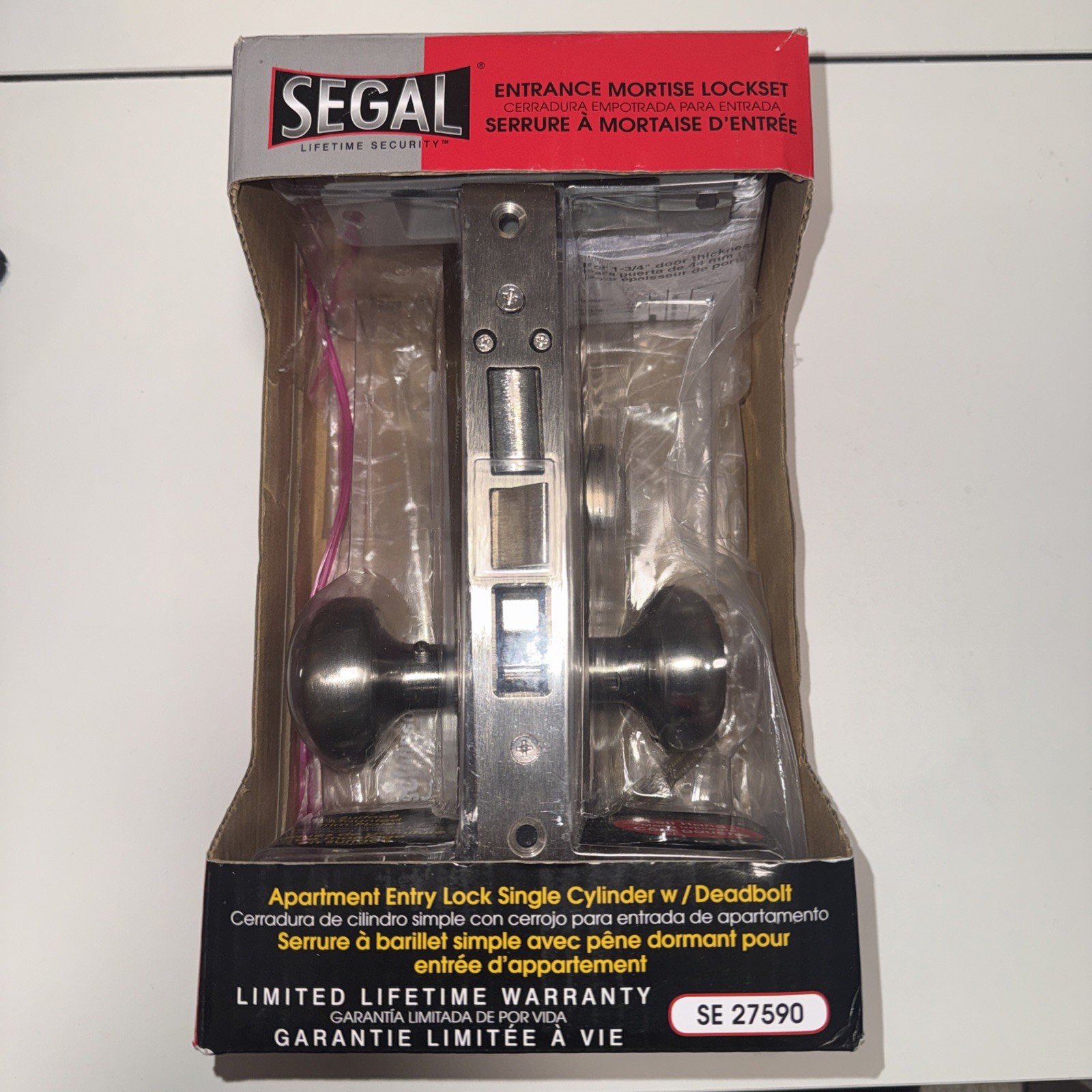 Segal SE 27590 Mortise Lock Set, Satin Nickel, Left Hand, 2-1/2 In.(Single Pack) Segal SE 27590 Mortise Lock Set, Satin Nickel, Left Hand, 2-1/2 In.(Single Pack)