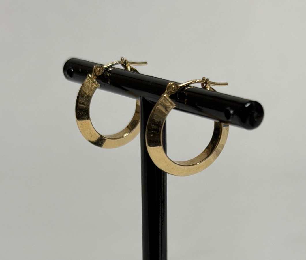 Vintage Signed JCM 14K Yellow Gold Hoop Earrings Vintage Signed JCM 14K Yellow Gold Hoop Earrings